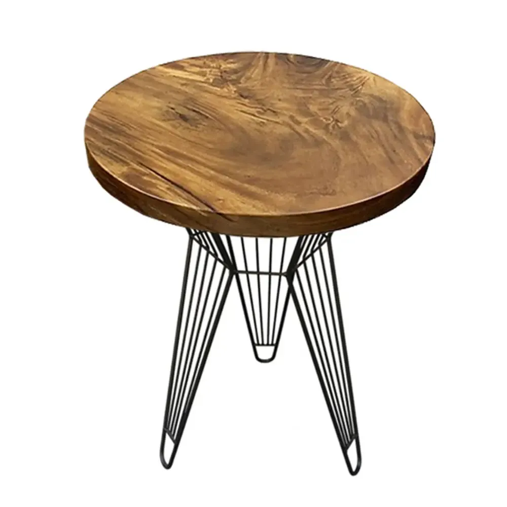 Bàn cafe tròn gỗ Me Tây Nguyên Tấm chân Sọc Phi