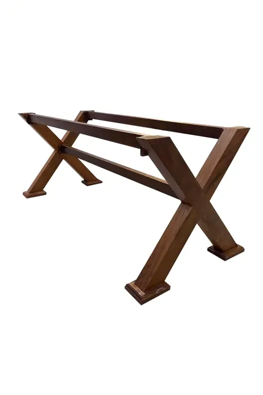 Chân Bàn Gỗ Me Tây Chữ X Có Thanh Ngang