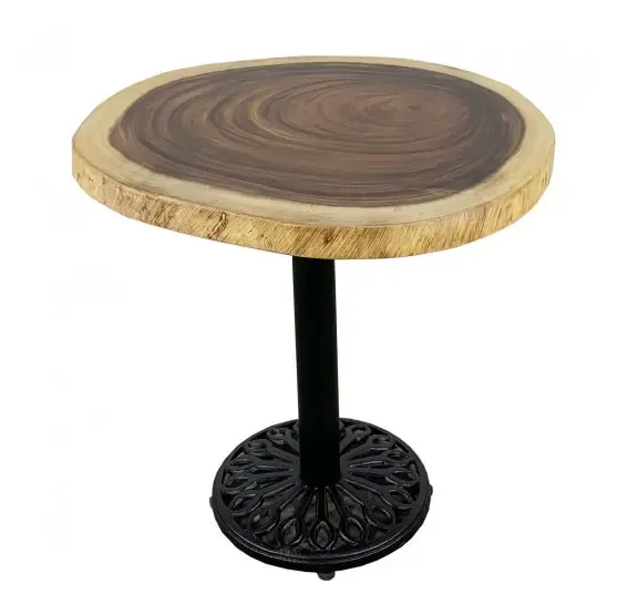 Bàn cafe tròn gỗ Me Tây Nguyên Tấm chân gang