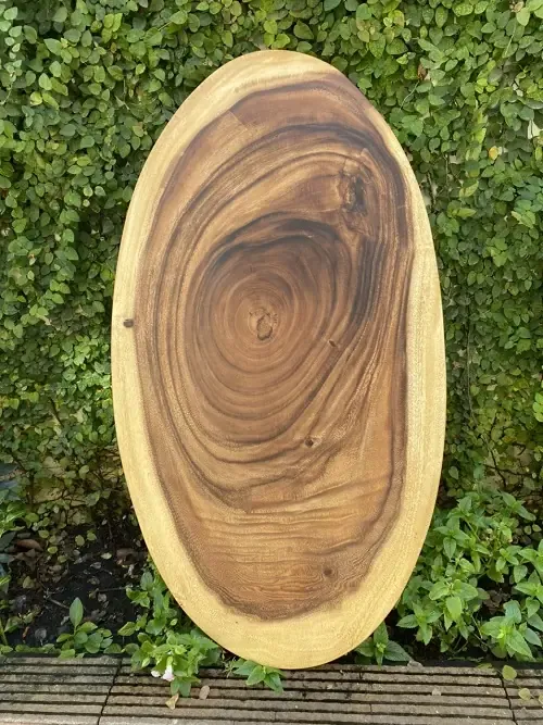 Bàn oval gỗ me tây nguyên tấm tự nhiên 82cm