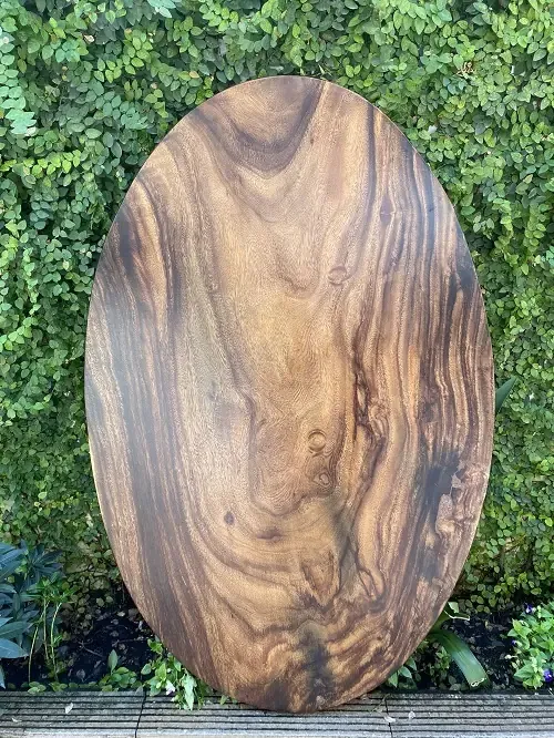 Bàn oval hột xoài gỗ me tây nguyên tấm tự nhiên 1m23