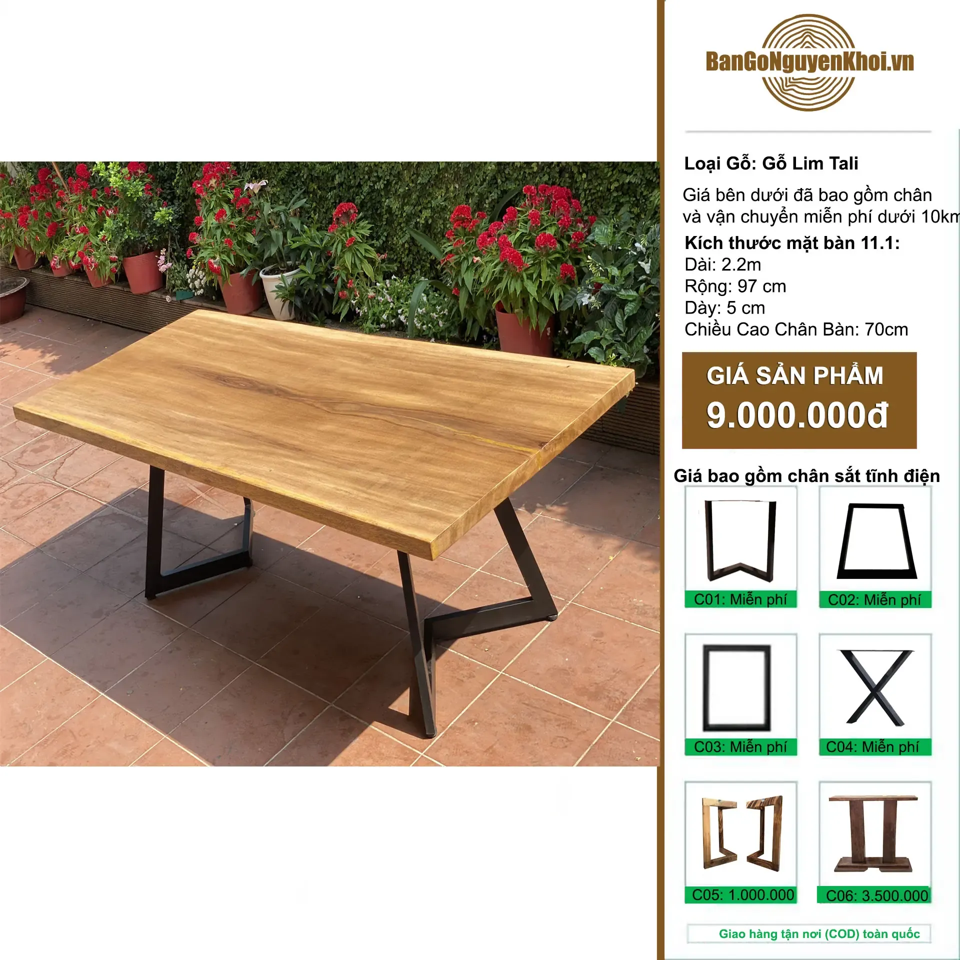 Bàn Ăn Gỗ Lim Nâu Dành Cho 8-10 Ghế Ngồi Dài 2m2