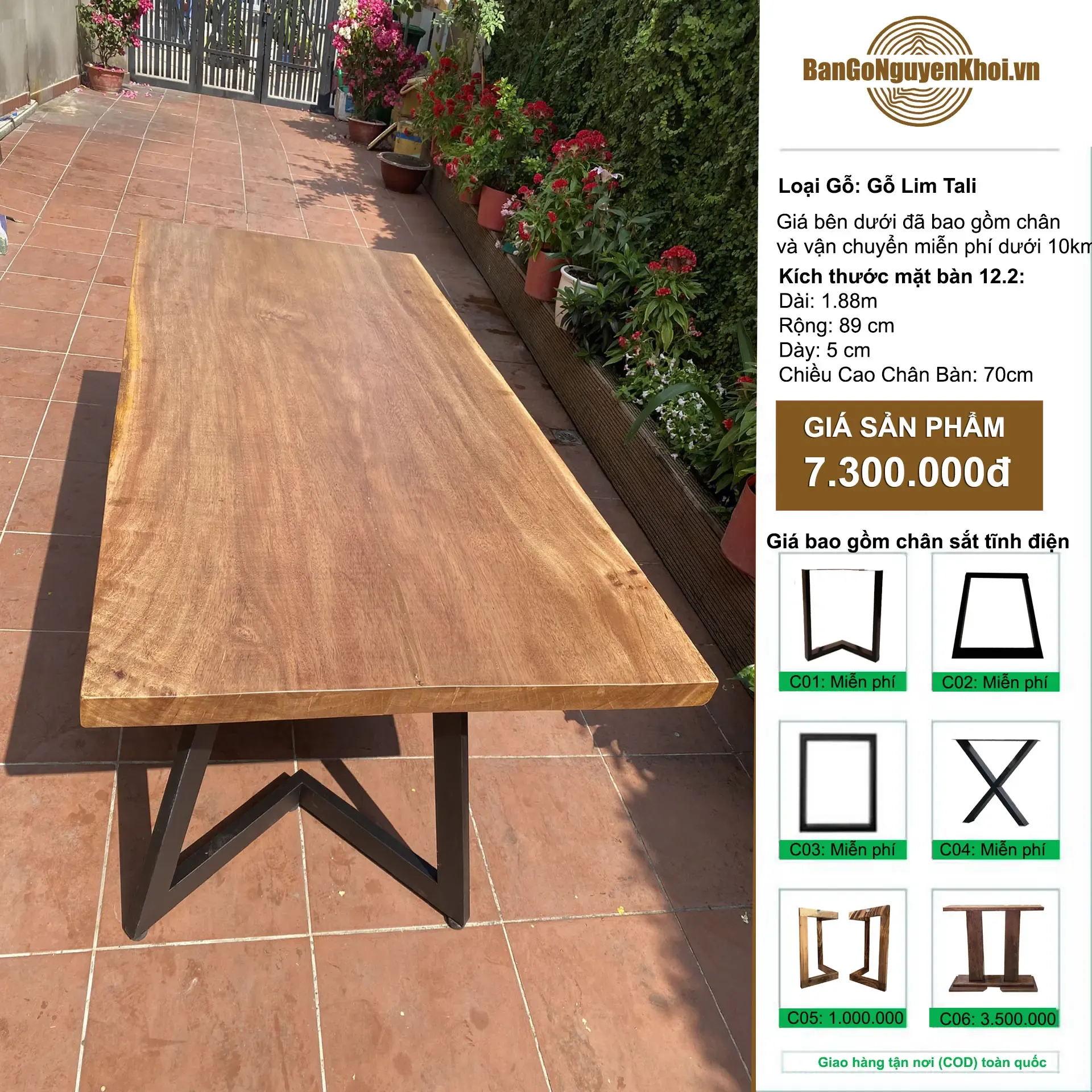 Bàn Ăn Gỗ Lim Nâu Dài 1m88 Dành Cho 6-8 Ghế Ngồi