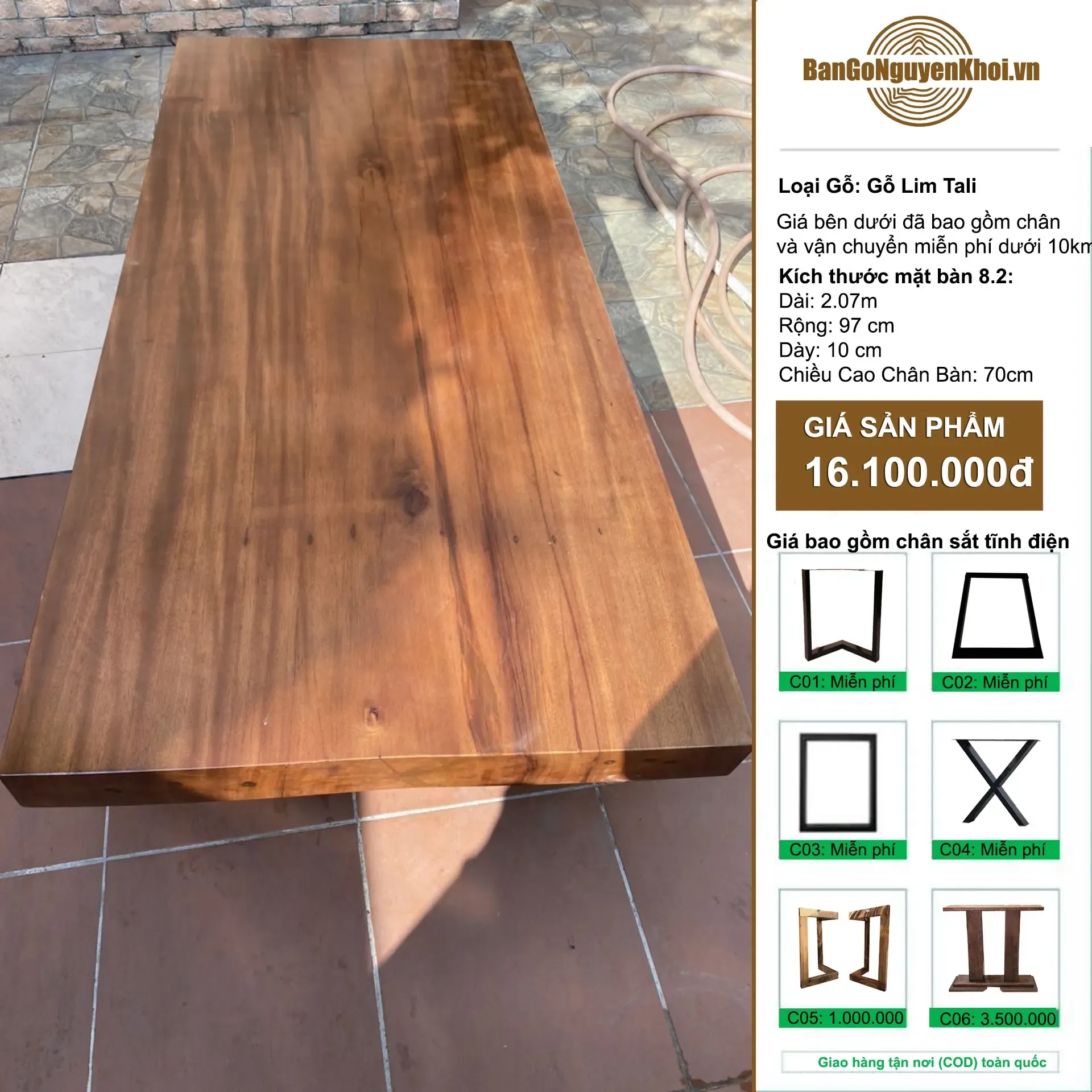 Bàn Ăn Gỗ Lim Nâu Dài 2m Dành Cho 8-10 Ghế Ngồi