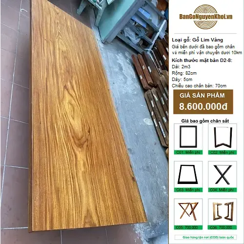 Bàn Gỗ Lim Vàng Nguyên Khối 2m3