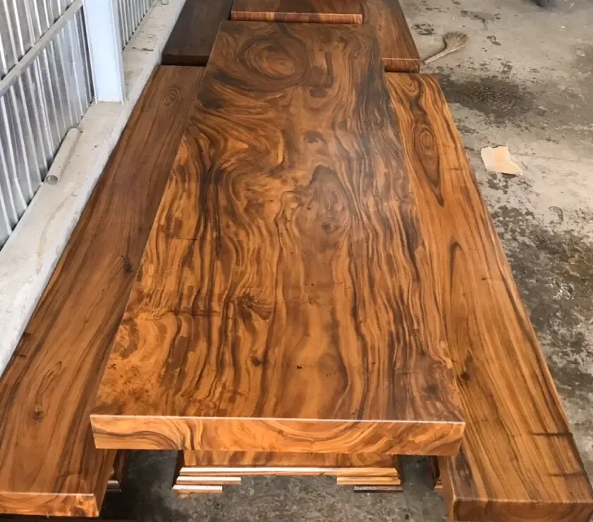 Bộ Bàn Ghế Gỗ Me Tây K3 Nguyên Khối 3mx1mx10cm