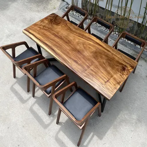 Bộ Bàn Ăn Gỗ Me Tây Nguyên Tấm 6 Ghế Rời KaTaKaNa