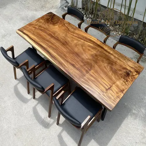 Bộ Bàn Ăn Gỗ Me Tây Nguyên Tấm 6 Ghế Chữ Z