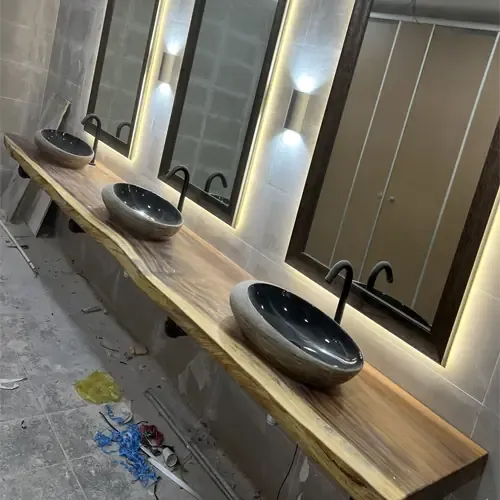 Dự án 60 lavabo chất liệu gỗ me tây nguyên tấm – Đồng Nai