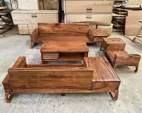 Bộ Sofa Gỗ Me Tây Nguyên Khối