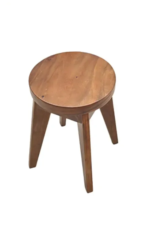 Ghế Đẩu Mặt Tròn Gỗ Me Tây Cao 45cm
