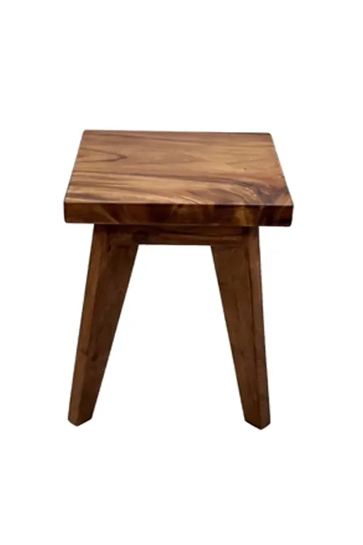 Ghế Đẩu Mặt Vuông Gỗ Me Tây Cao 45cm