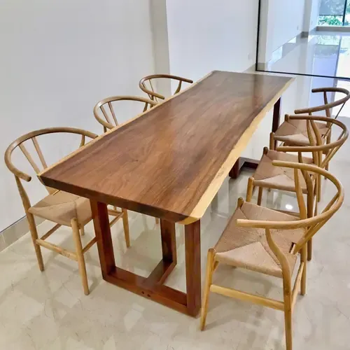 Bàn Ăn Gỗ Me Tây Nguyên Tấm Cạnh Tự Nhiên