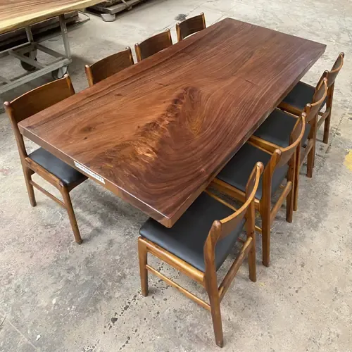 Bộ Bàn Ăn Gỗ Me Tây Nguyên Tấm Dài 2m3