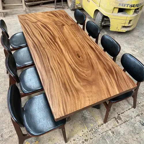 Bộ Bàn Ăn Gỗ Me Tây Nguyên Tấm Dài 2m2