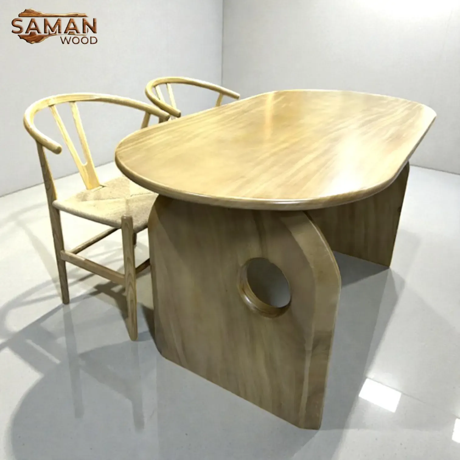 Bàn Gỗ Oval Me Tây Nguyên Tấm (Tẩy Sáng)