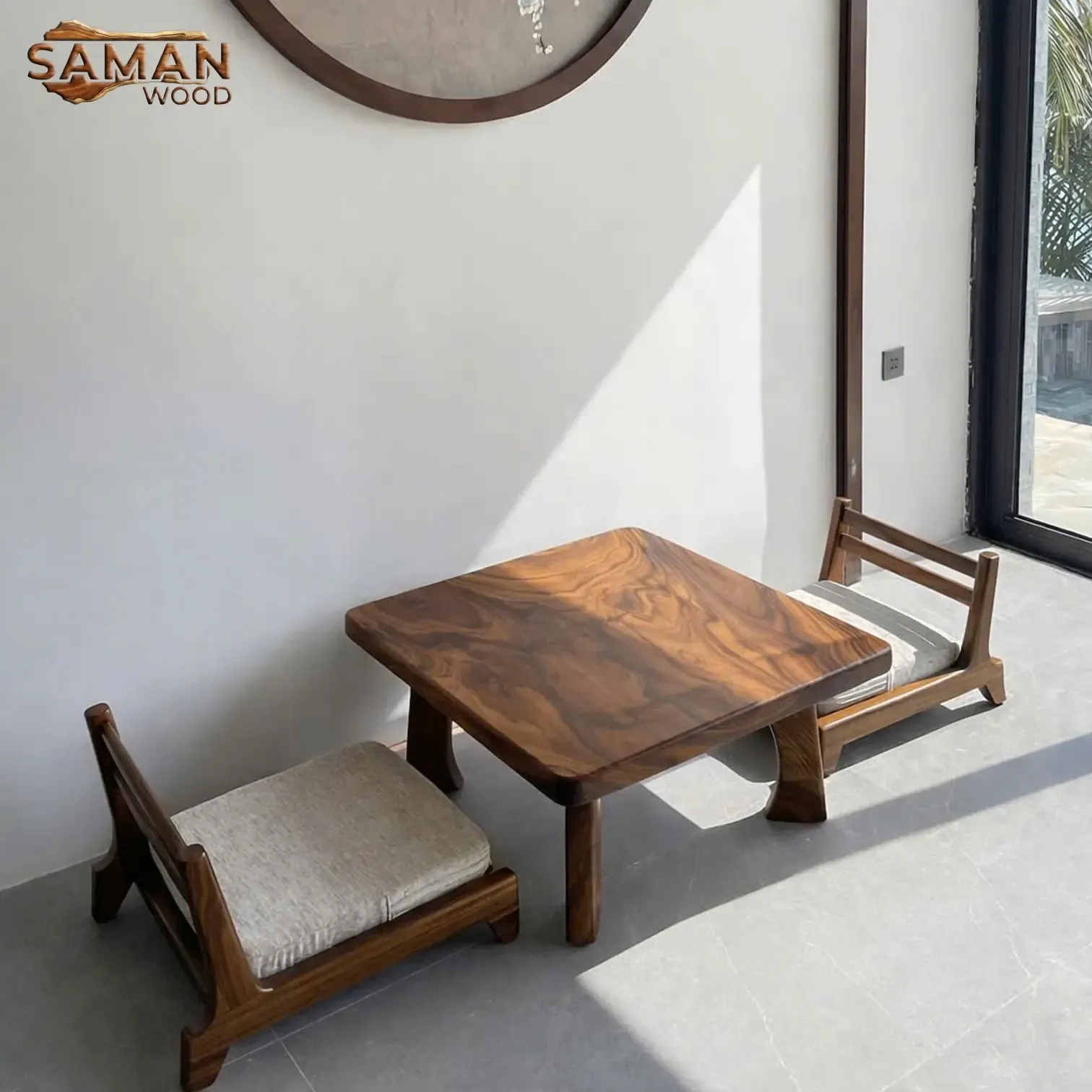 Bộ Bàn Trà Đạo Nhật 60x60cm + 2 Ghế